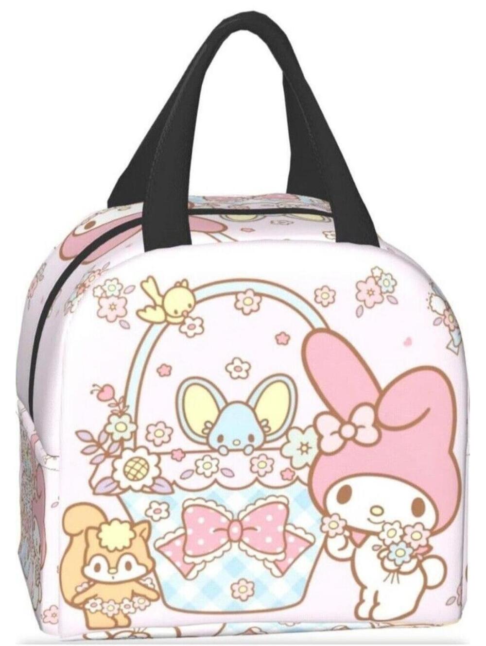 Kawaii Sanrio My Melody & Hello Kitty Pink Lunch Bag Carrier Purse New